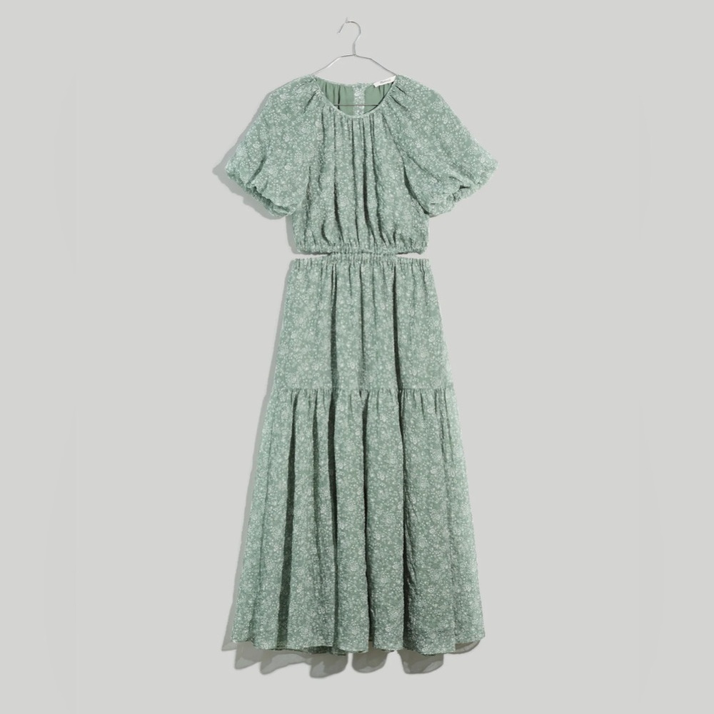 Madewell Seersucker Puff-Sleeve Cutout Midi Dress in Piazza Floral - Picture 5 of 6